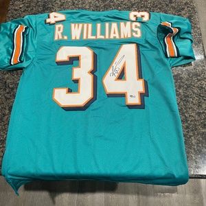 Ricky Williams AUTOGRAPHED Dolphins Like Jersey.. COA Beckett..